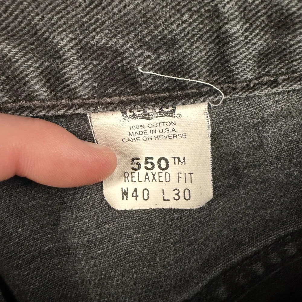 Vintage‎ Levis 550 Jeans Mens 40x30 Relaxed Tapered Faded Black Wash Made USA